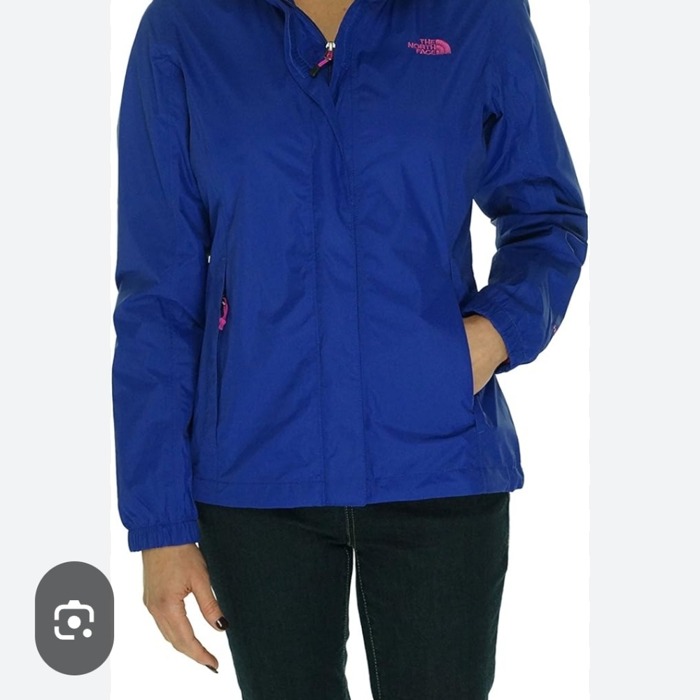 The North Face Blue and Pink Rain Jacket Womens